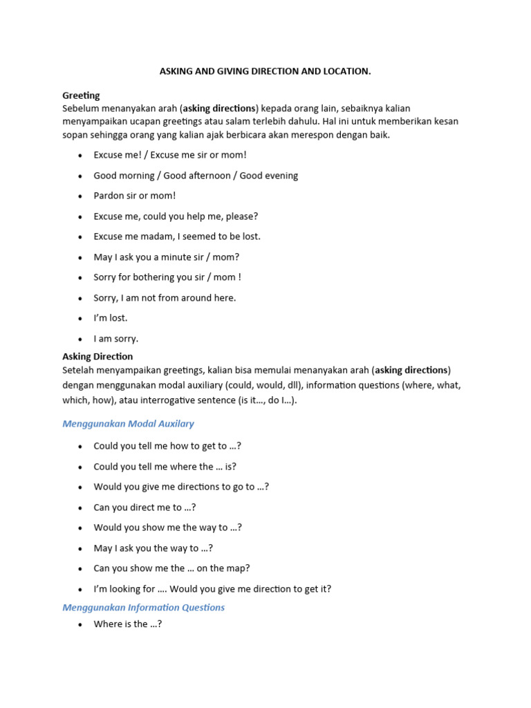 Asking and Giving Directions Guide | PDF | Land Transport | Road