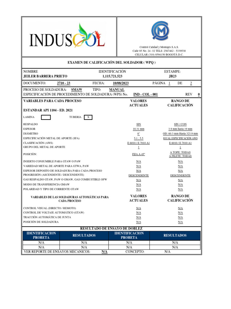 Wpqs - 11944 - Wps Ind-Col-001 - API 1104 - Tub 12 Pul SHC STD - RJM ...