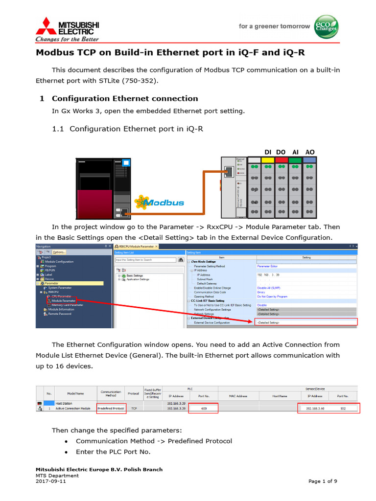 Modbus TCP Configuration Guide for iQ-F/R | PDF | Internet Protocol ...