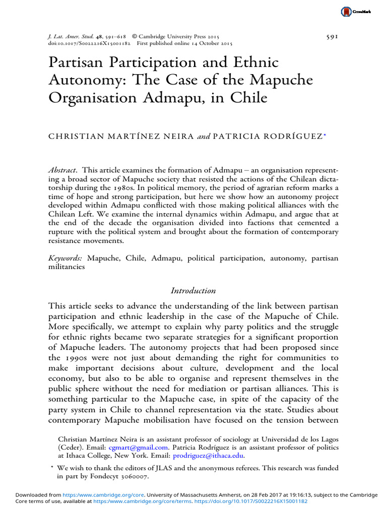 Mapuche Autonomy and Political Divisions | PDF | Chile | Latin America