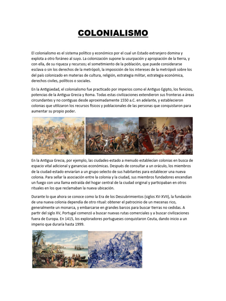 Historia del Colonialismo Europeo | PDF | Colonialismo | Europa