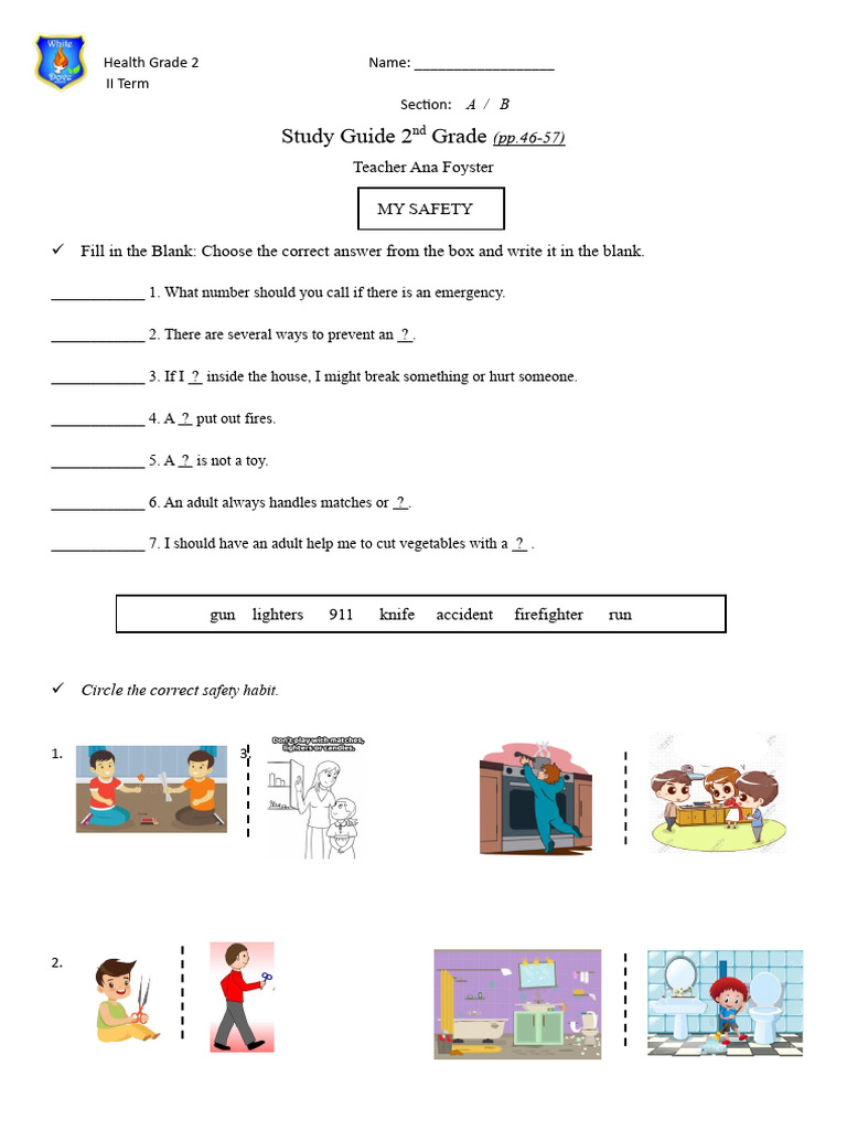2nd Grade Health Safety Study Guide | PDF | Career & Growth