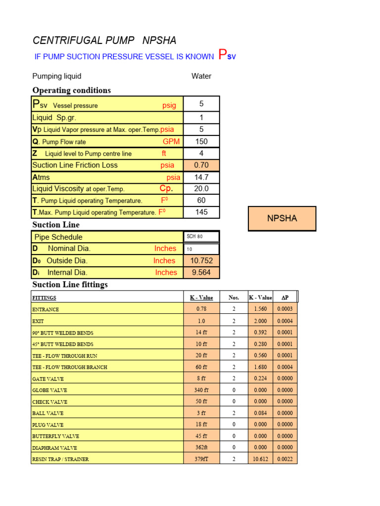 NPSHA Calculations for Centrifugal Pumps | PDF | Pipe (Fluid Conveyance ...