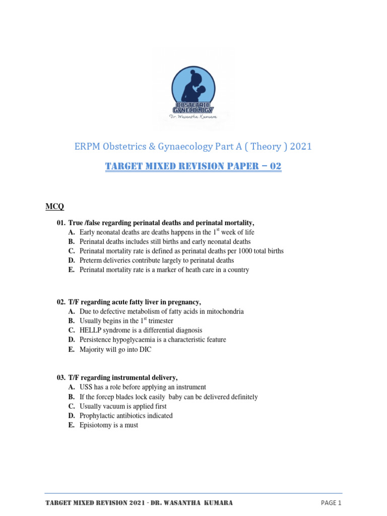 Target Revision 2021: Obstetrics & Gynaecology | PDF | Ovarian Cancer ...