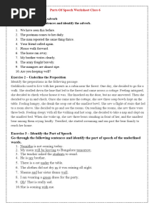 Parts of Speech Worksheet Class 6 (Questions)