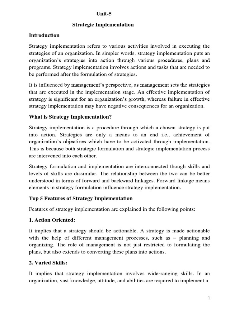 Strategy Implementation Essentials Guide | PDF | Strategic Management ...