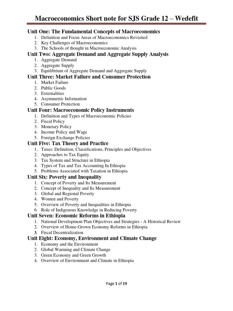 Wedefit Macro Economics Short Note For SJS G12 | PDF | Cost Of Living ...