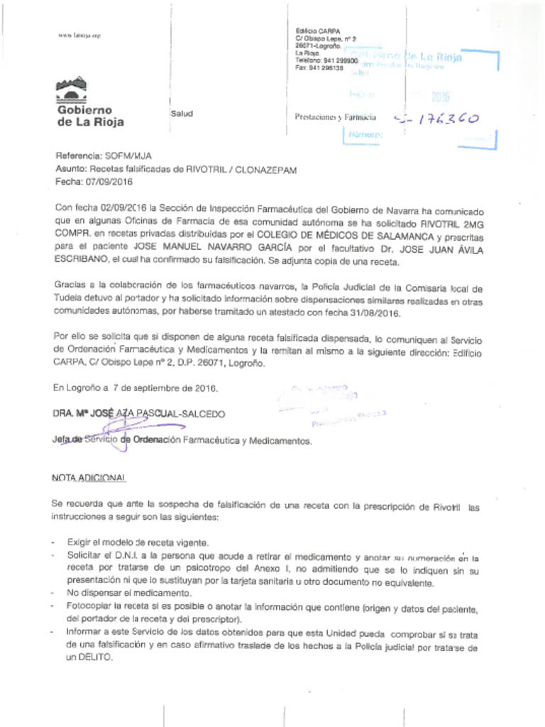 Recetas Falsificada de Rivotril Clonazepam | PDF