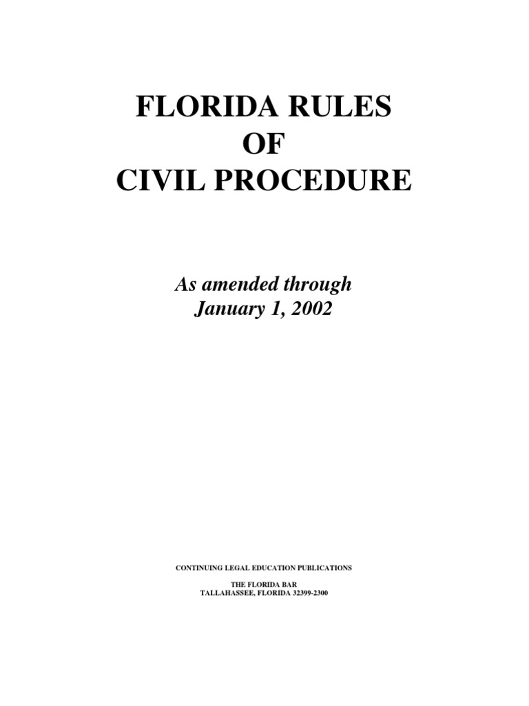 Florida Rules For Civil Procedures PDF