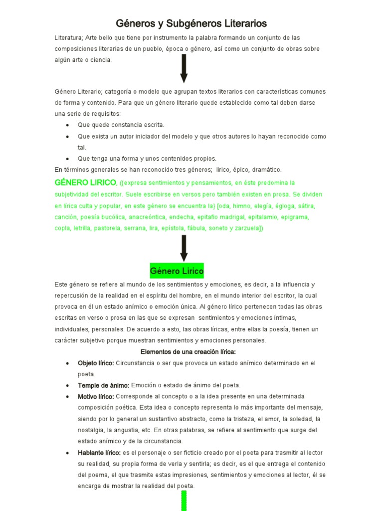 Géneros y Subgéneros Literarios