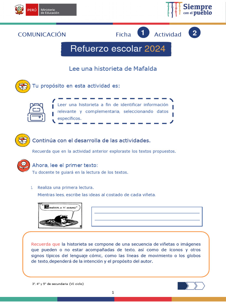 Ficha 1 Act 2 VII Comunicacion2 | PDF | Cómics | Caricaturas