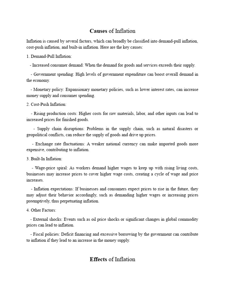 Key Causes and Effects of Inflation | PDF | Cost Of Living | Inflation