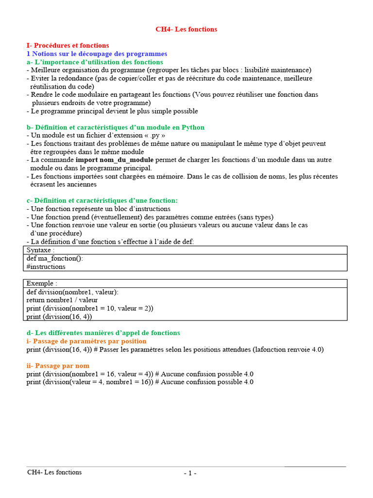 Fonctions et modules en Python | PDF | Programmation modulaire | Python ...