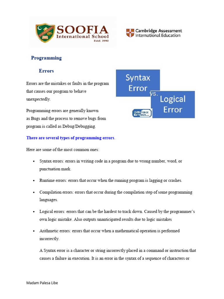 Programming errors | PDF