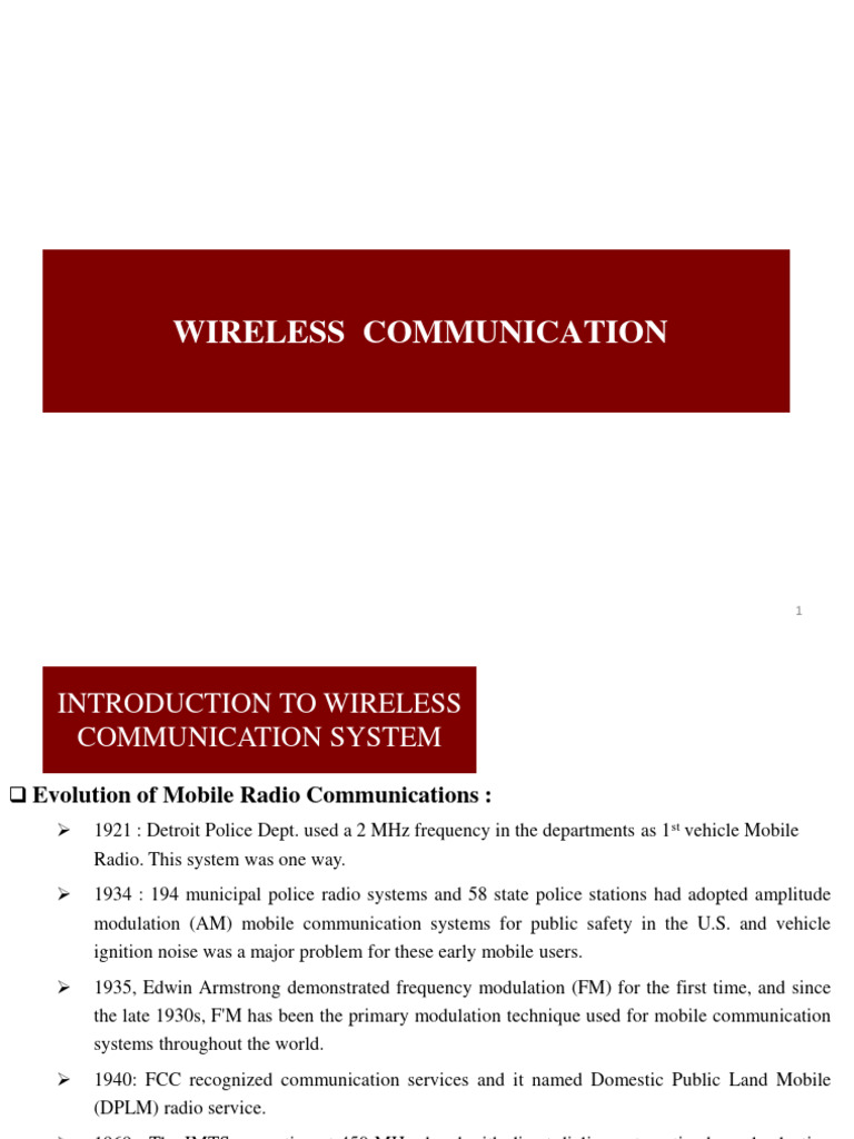 Overview of Wireless Communication Systems | PDF | Cellular Network ...