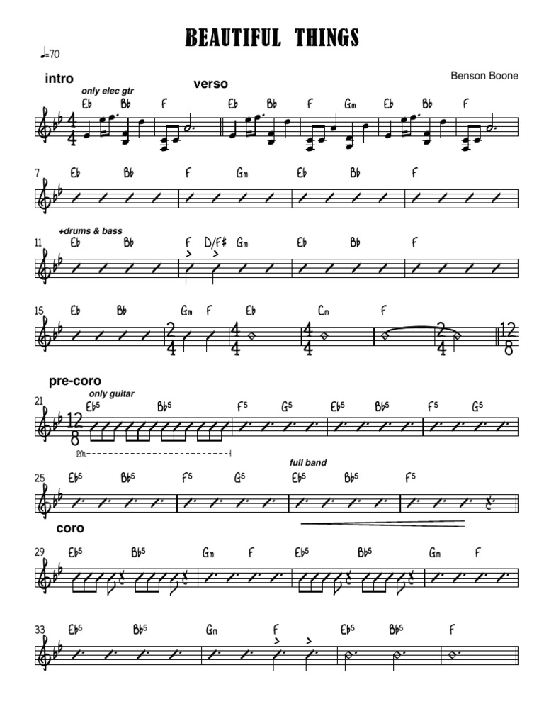 Benson Boone - BEAUTIFUL THINGS - Full Score | PDF