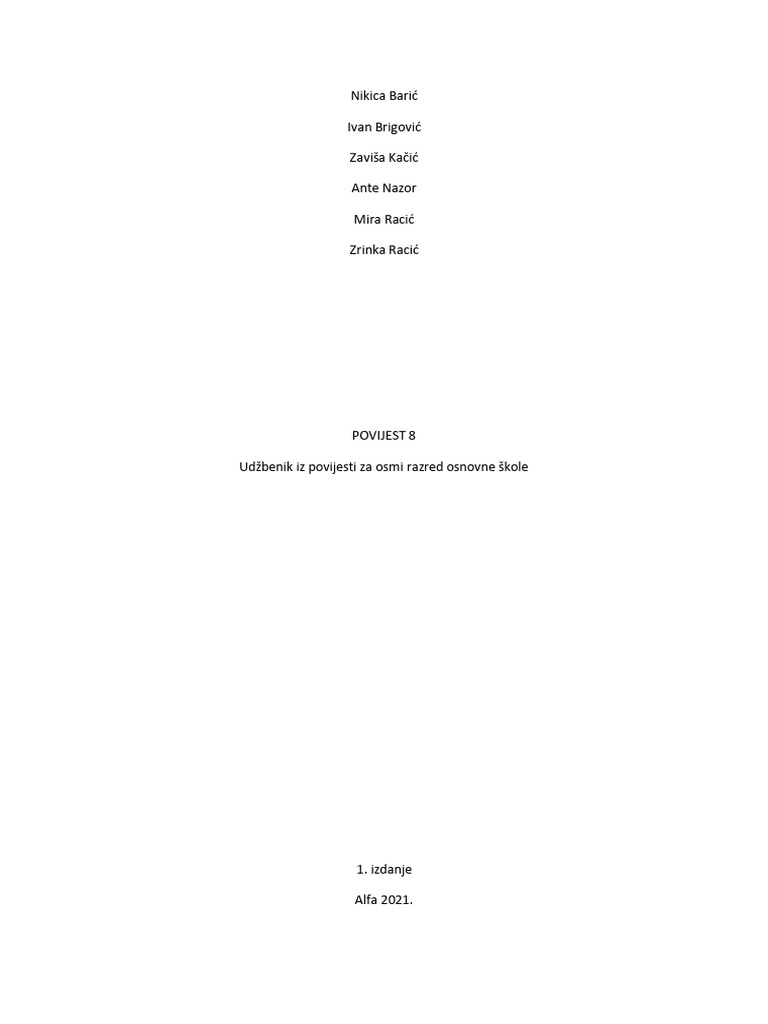 Povijest 8 Udžbenik Iz Povijesti Za Osmi Razred Osnovne Škole | PDF