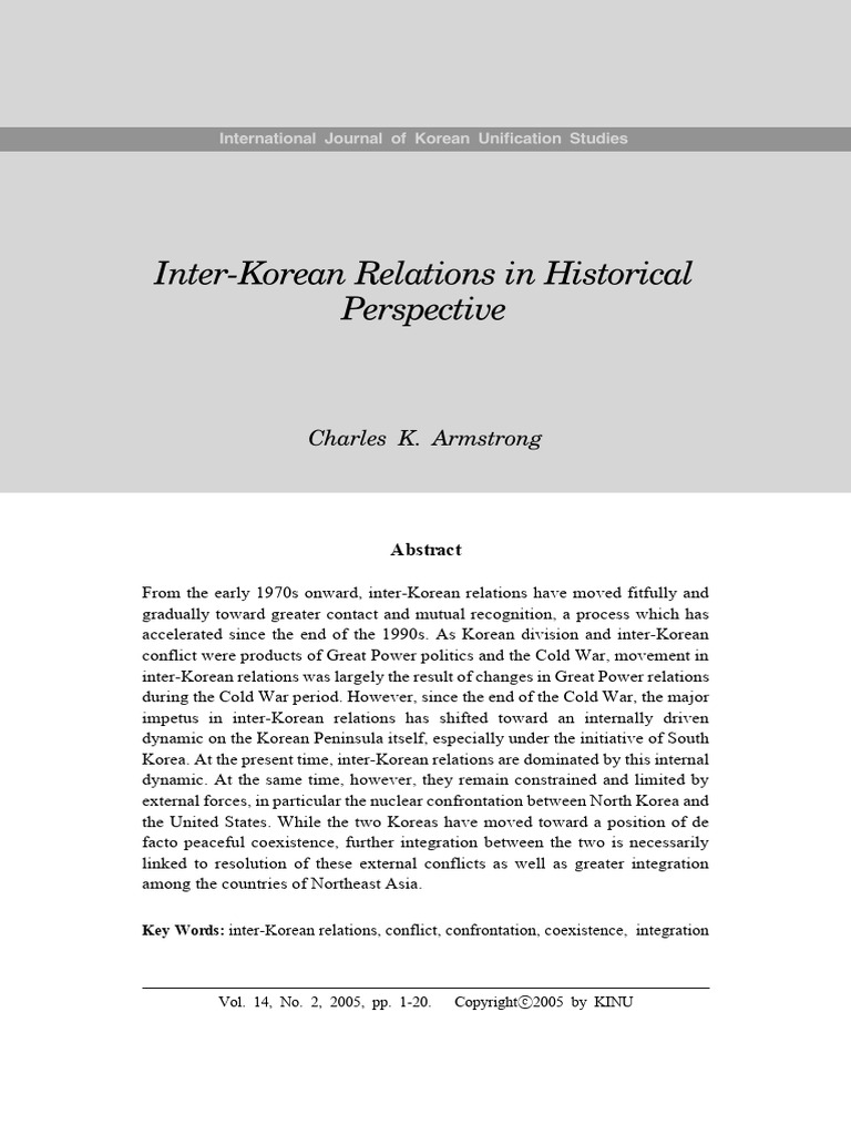Inter-Korean Relations in Historical Perspective | PDF | Nuclear ...