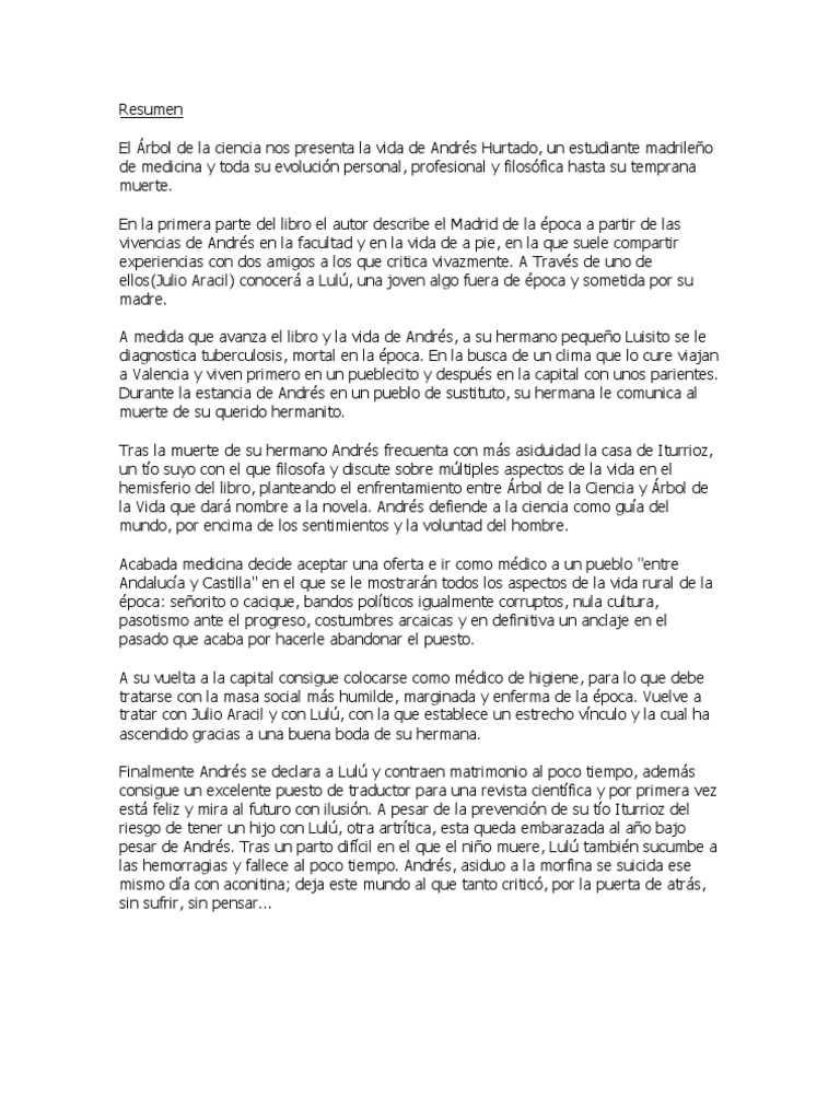 Resumen Libro El Arbol De La Ciencia Leer un Libro