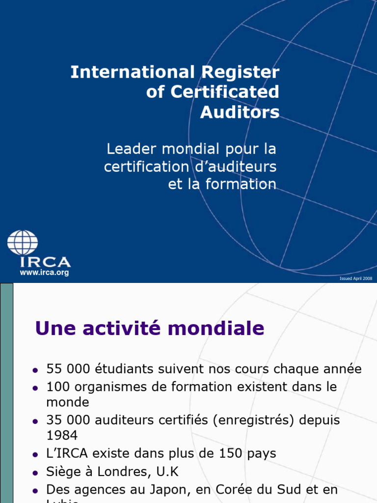 Certification IRCA pour Auditeurs | PDF | Audit