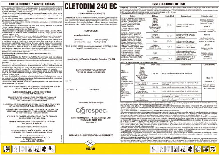 Etiqueta Baja Cletodim-240 Ec 14.10.19 | PDF