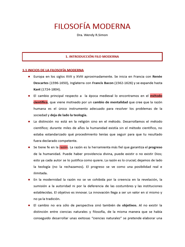 Evolución de la Filosofía Moderna | PDF | Racionalismo | Empirismo