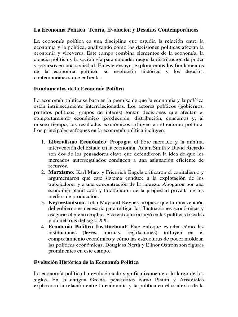 La Economía Política | PDF | Economía política | Ciencias económicas