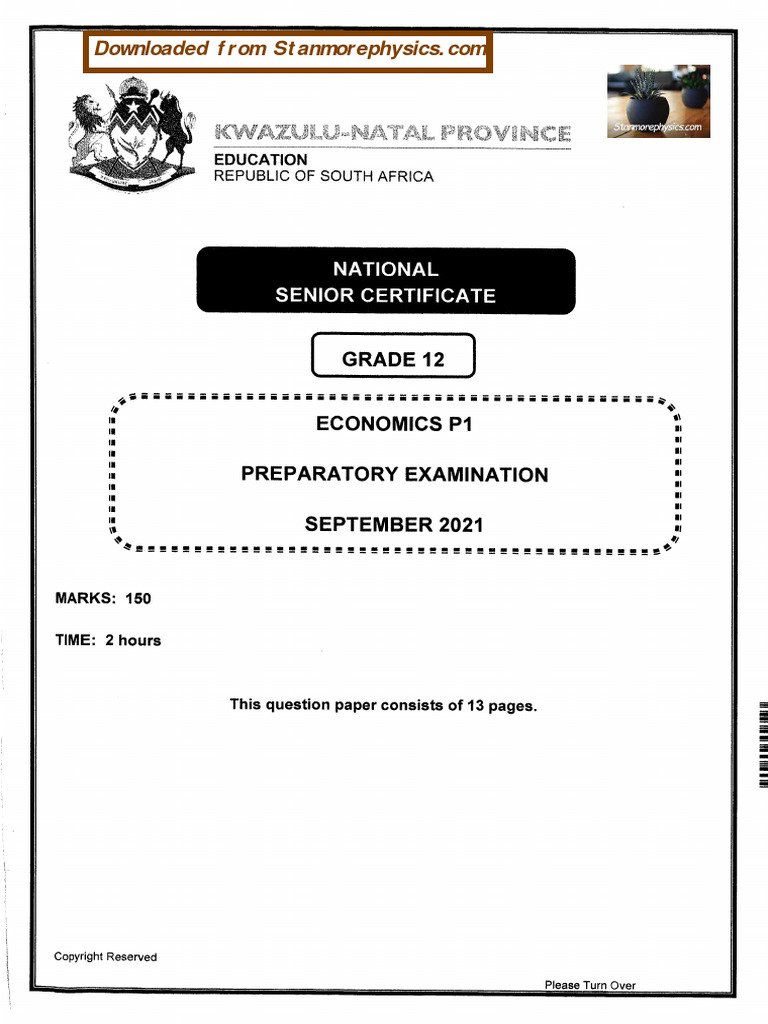 Economics Grade 12 Trial 2021 P1 and Memo | PDF | Subsidy | Gross ...