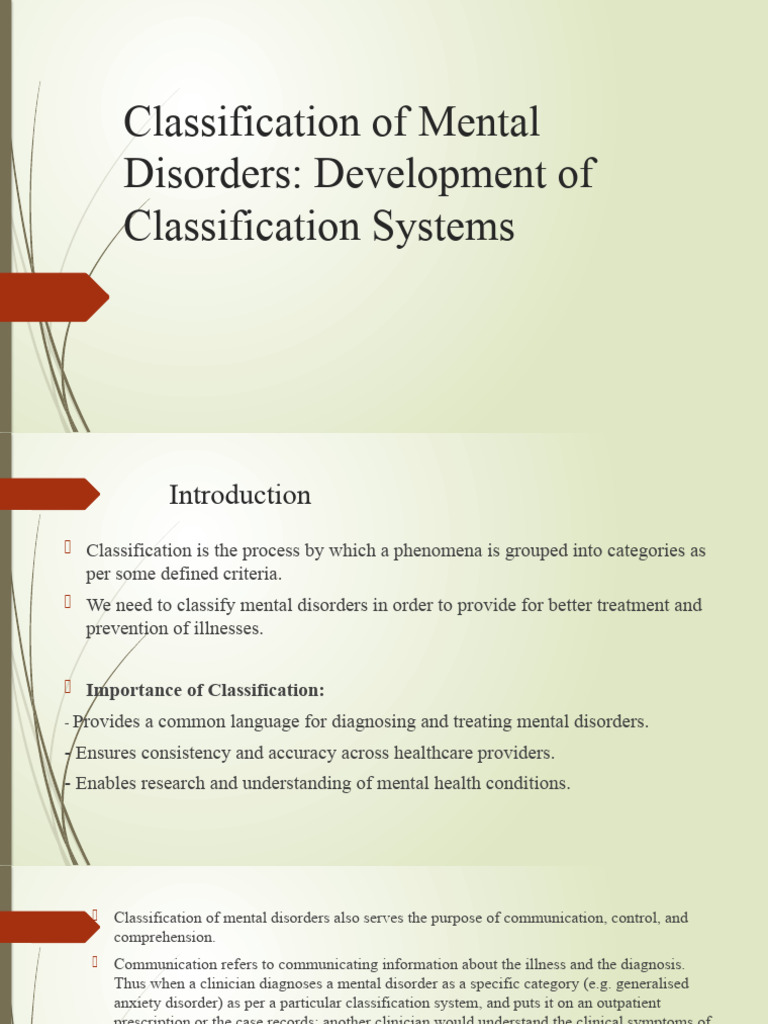 Classification of Mental Disorders | PDF | Diagnostic And Statistical ...