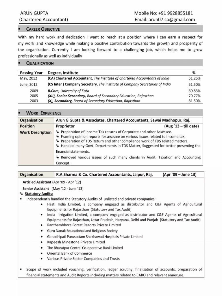 CV Arun Gupta PDF | PDF