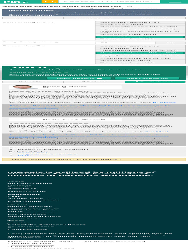 Steroid Dosage Conversion Calculator | PDF | Corticosteroid | Drugs