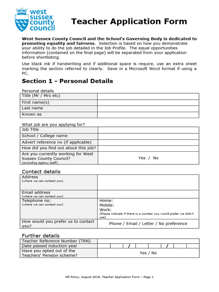 Teacher Application Form Guidelines | PDF | Homosexuality | Sexual ...