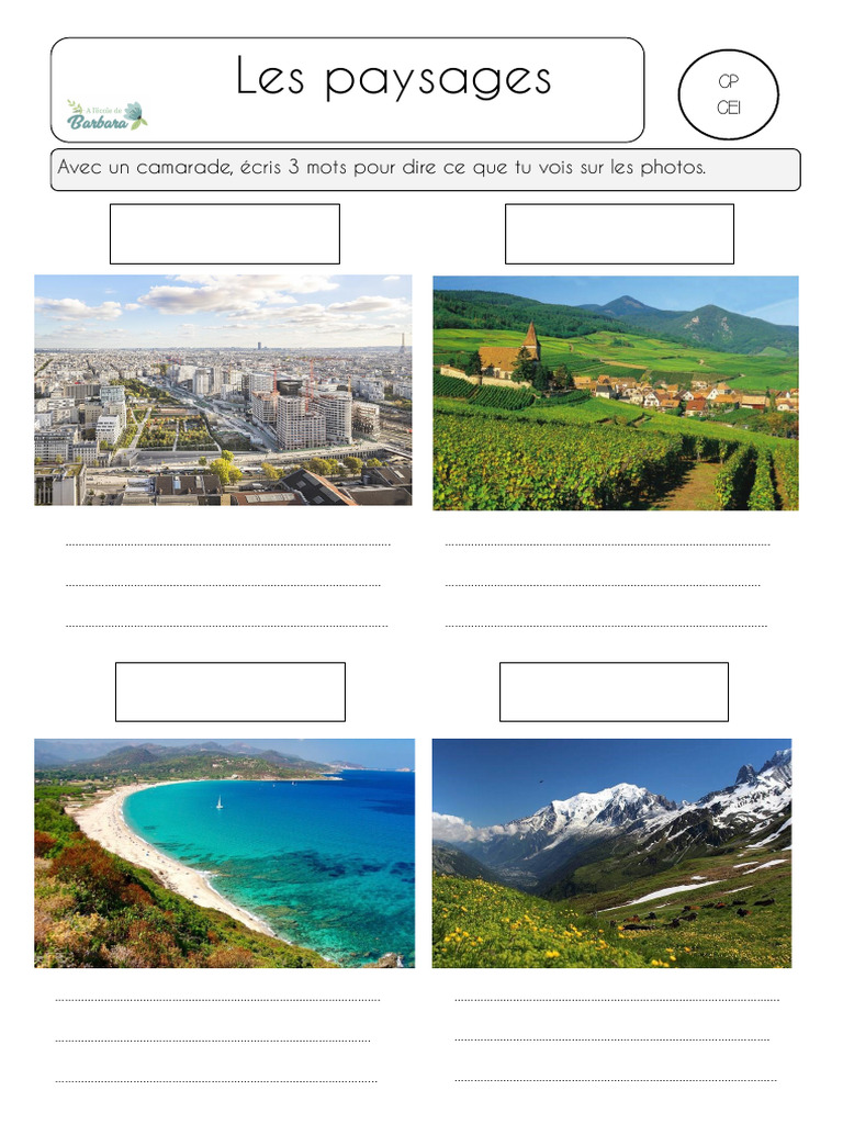 Types de paysages pour CP et CE1 | PDF | Port | Montagnes