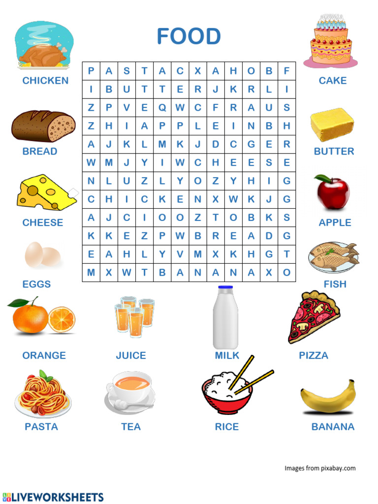 Food Wordsearch Pdf
