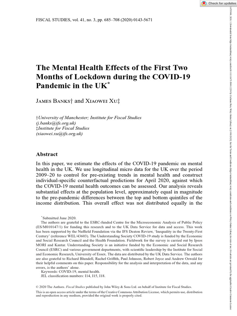 17 - Banks - The Mental Health Effects of The First Two Months of ...
