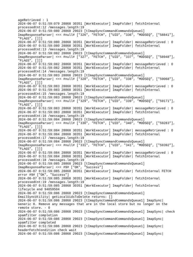 IMAP Email Sync Process Log | PDF | Computer Mediated Communication ...