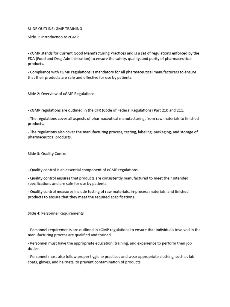 GMP TRAINING PDF Safety