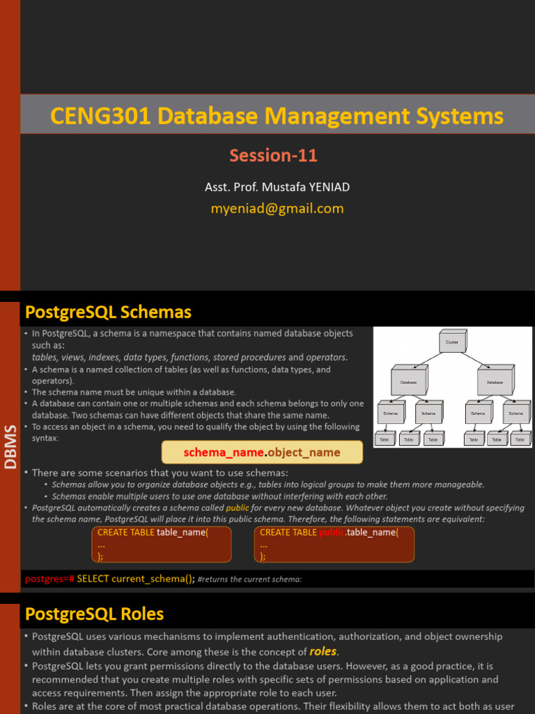 Ceng301 Dbms Session 11 | PDF | Postgre Sql | Databases