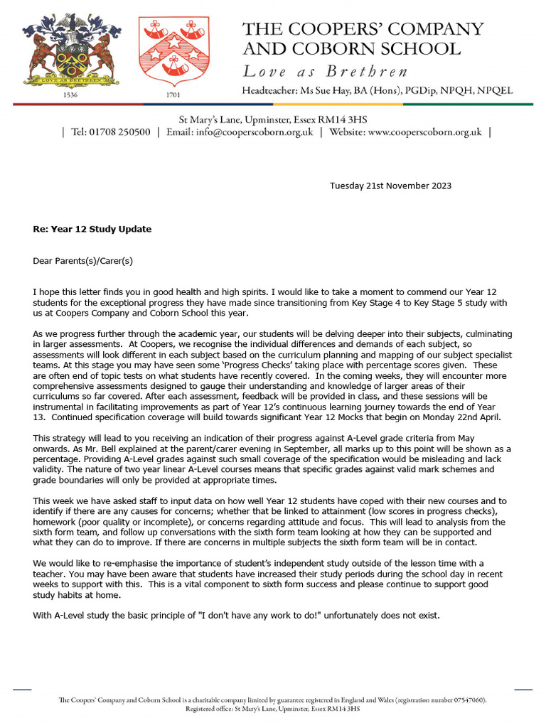 Year 12 Study Update | PDF | Gce Advanced Level (United Kingdom ...