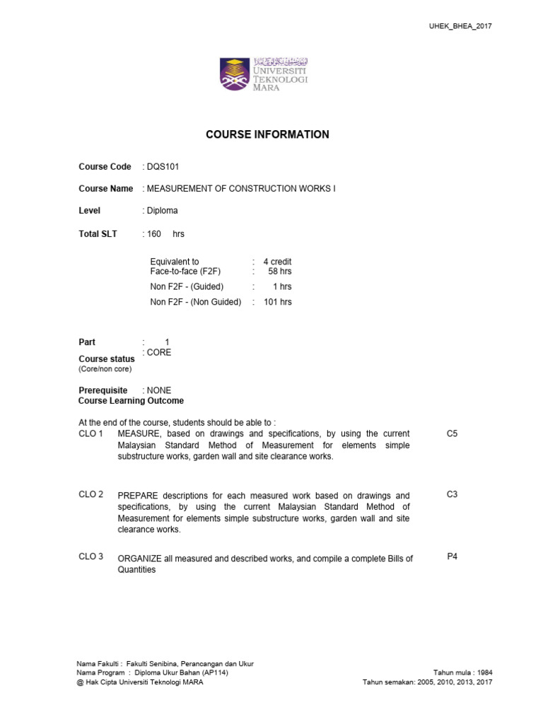 Dqs101-Course Information Odl Sept2021 | PDF