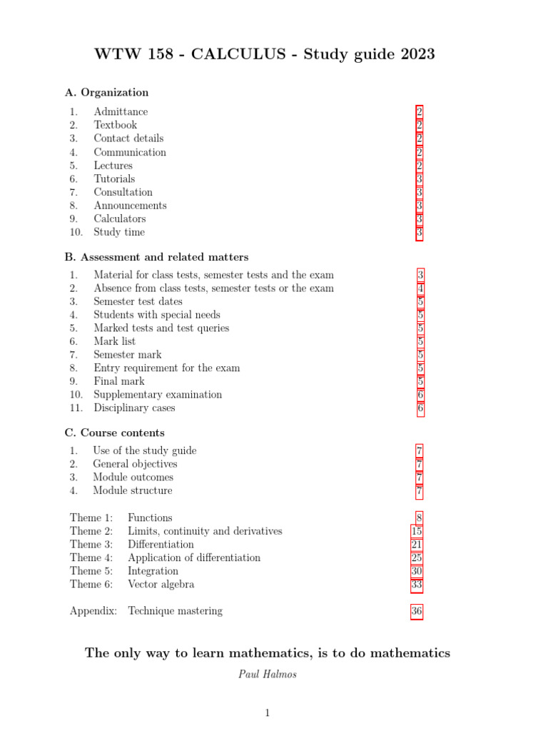 WTW 158 Calculus Study Guide 2023 | PDF | Function (Mathematics ...