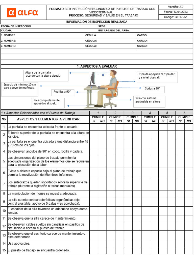F Insp Ergonómica de PT Con Videoterminal | PDF | Factores humanos y ...