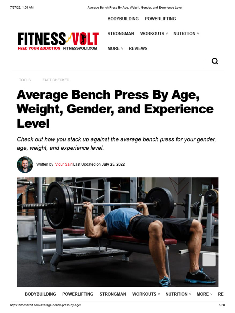 Average Bench Press by Age and Gender | PDF | Strength Training ...