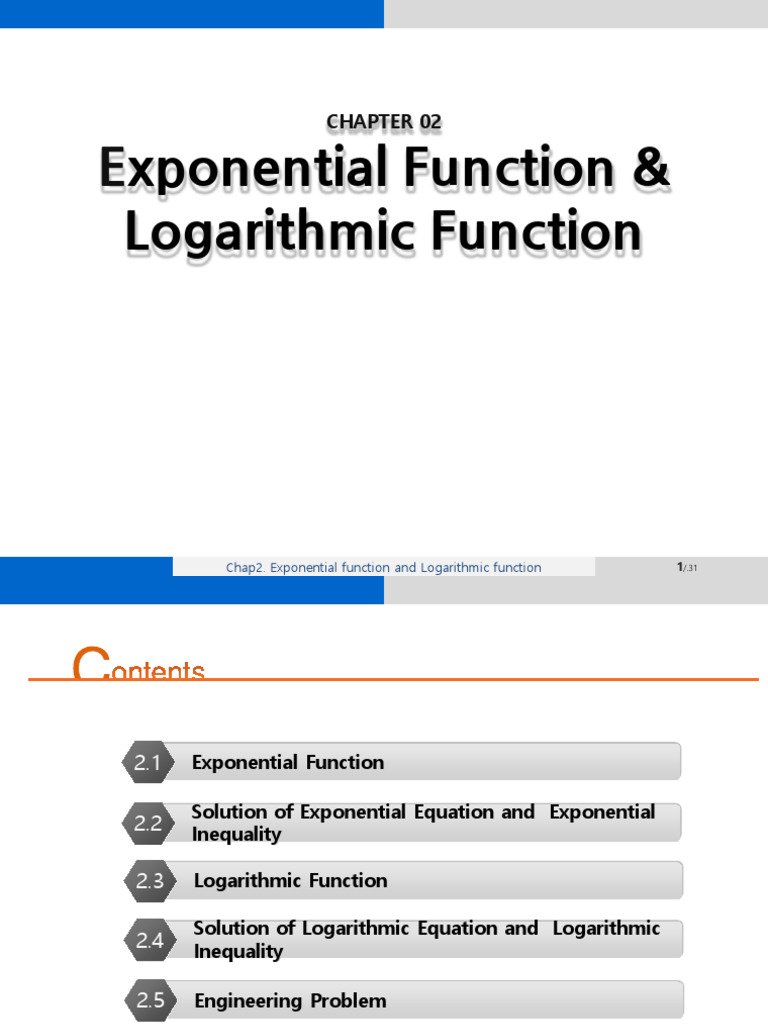 Chap2. Exponential and Logarithmic Function | PDF | Logarithm ...
