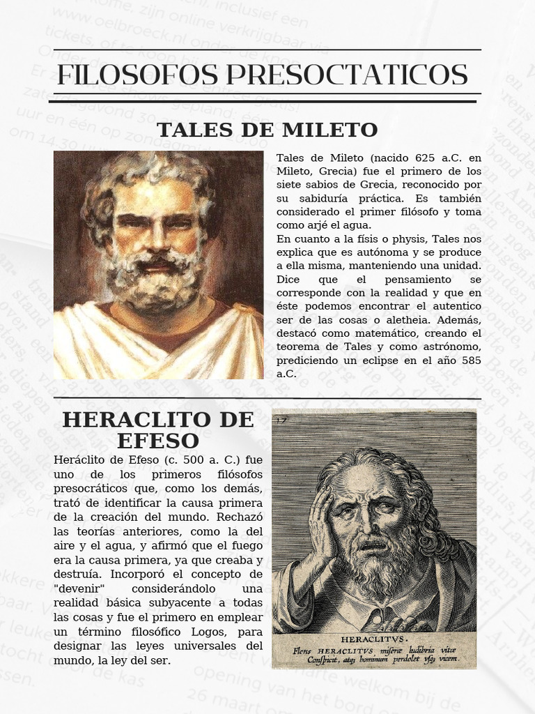 Poster infografico sobre dos filósofos presocraticos | PDF