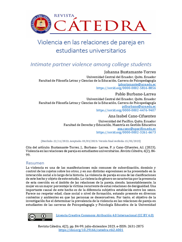 Violencia de pareja en estudiantes universitarios | PDF | Violencia ...
