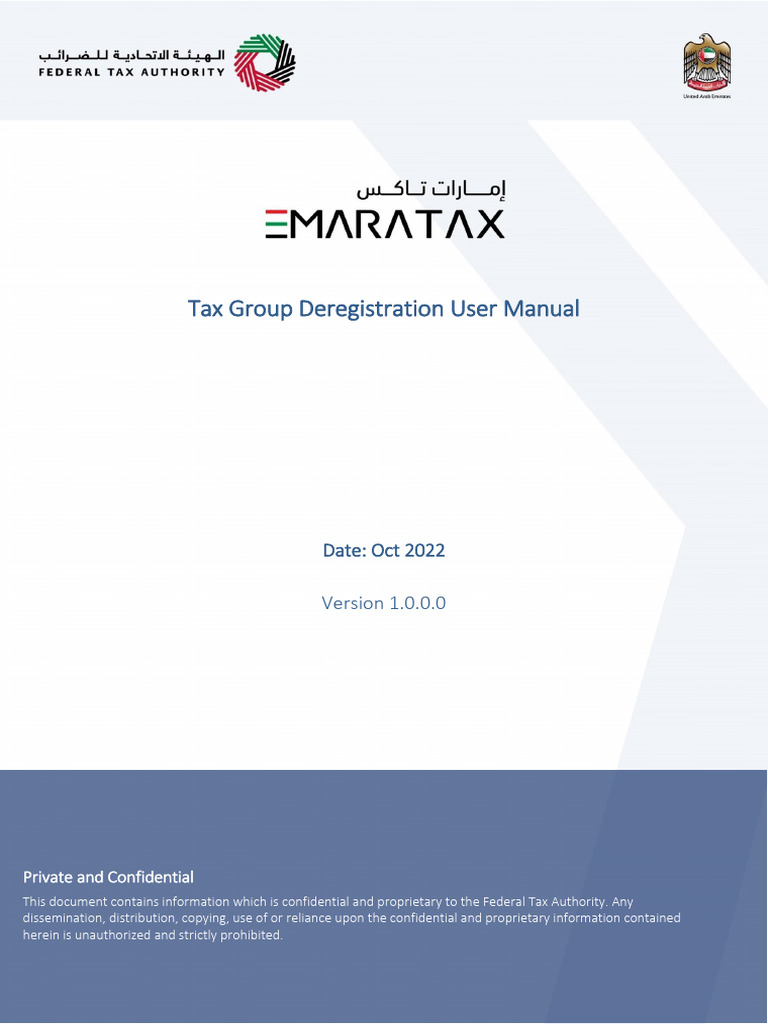 Tax Group Deregistration Guide UAE | PDF | Login | Taxes