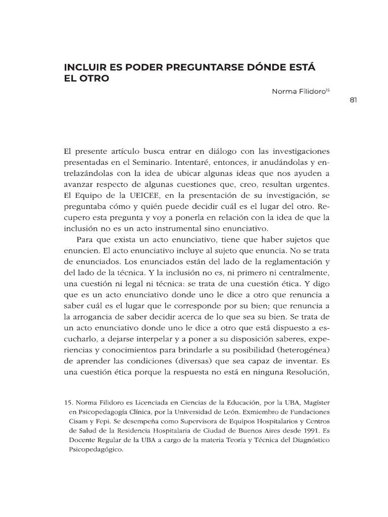 Filidoro n 2019 incluir es poder preguntarse donde esta el otro pdf