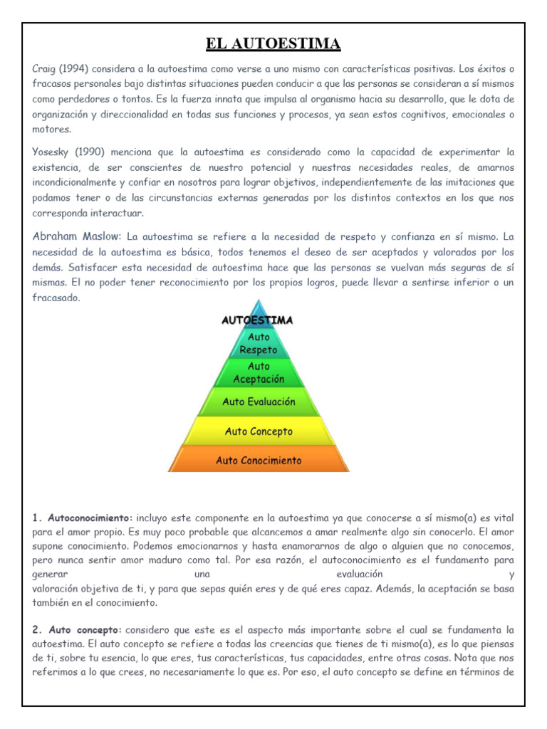 Fundamentos de la Autoestima y Autoconocimiento | PDF | Autoestima | Amor