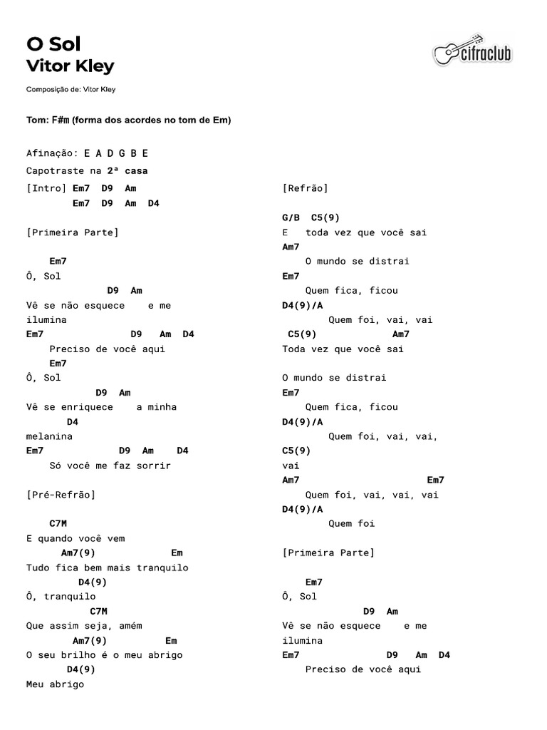 O Sol - Vitor Kley | PDF